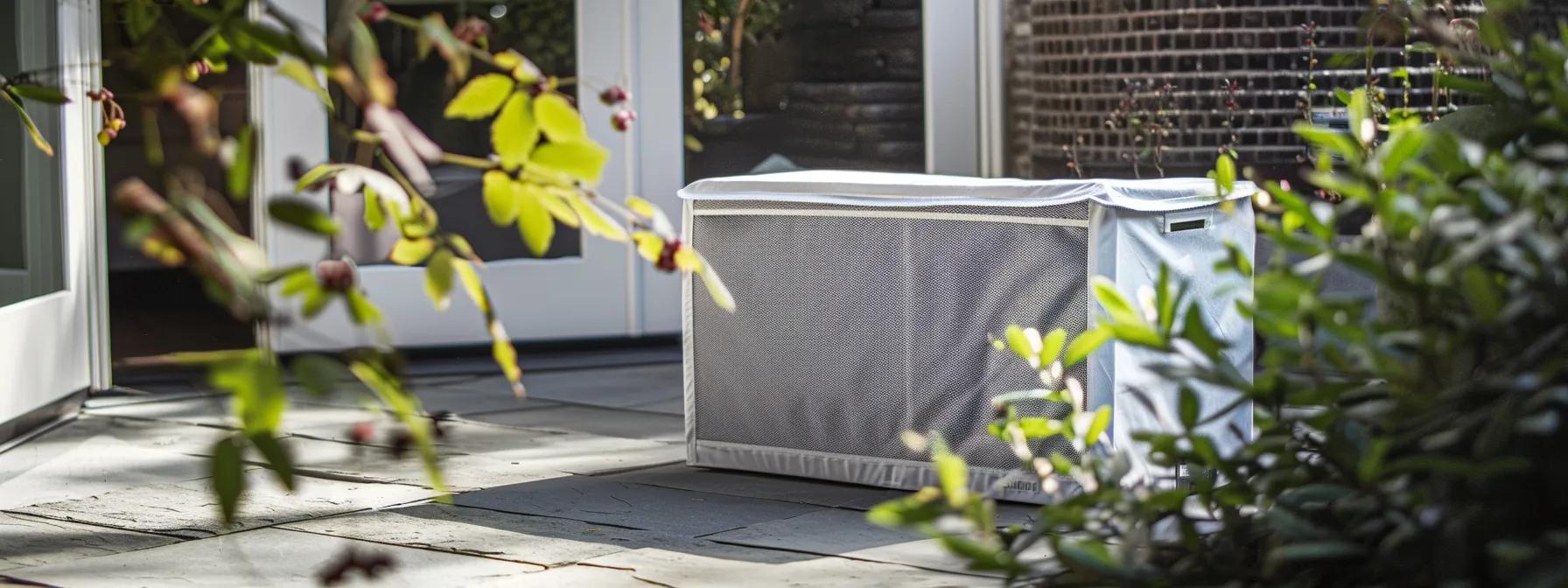 Cover the unit with a breathable, fitted cover to block debris while preventing moisture buildup.