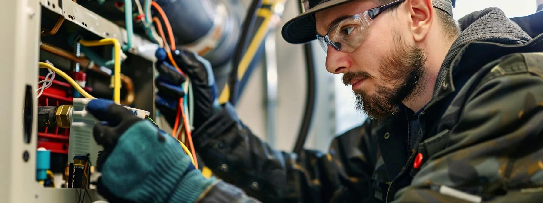 hvac specialist working on heating system in winters